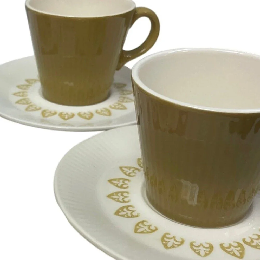 4 Vintage 1960s Sheffield Serenade Solid White and Gold Teacup Saucer Sets